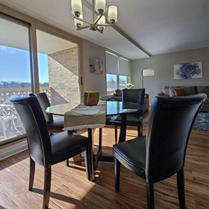 cozy dining room with a round table